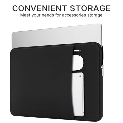 RAINYEAR 13 Inch Laptop Sleeve Compatible with 13.3" MacBook Air/Pro M1 M2 M3 M4 M5 A3449 A3240 A3113 A2681 A2338 Case Bag with Front Pocket Accessories Pouch (Black, Upgraded Version) - color: Black(Upgraded Version), size: 13"