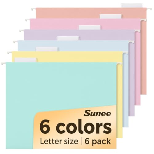 SUNEE 6 Pack Hanging File Folders,Hanging File Folders Letter Size with 1/5-cut Tabs, Assorted Macaron Colors Folders,Stay Organized for Your Home and Office Bulk File and Documents - color: Macaron Color