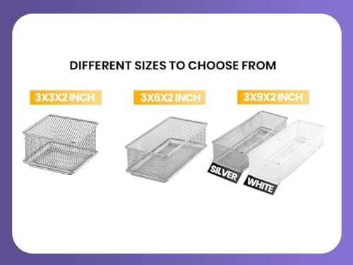 Ybm Home Silver Mesh Drawer Cabinet and or Shelf Organizer Bins, School Supply Holder Office Desktop Organizer Basket 1594s (1, 3x6x2 Inch) - size: 3x6x2 Inch