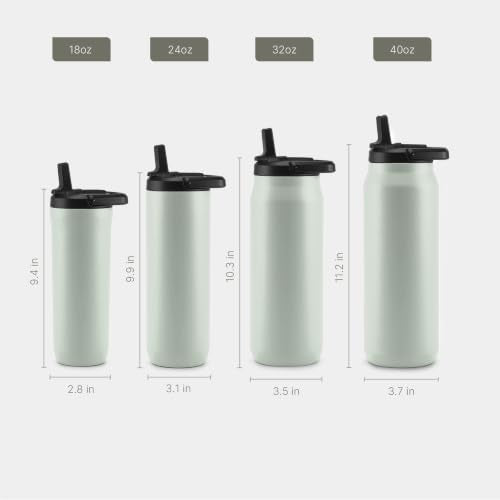 ZULU Base 18oz Kids Stainless Steel Water Bottle with 3 Lids- Straw, Chug, Twist | Double Walled and Vacuum Insulated Metal Thermos | Fits Car Cupholder, Built in Carry Loop, Dishwasher Safe, Sage - color: Sage, style: 18oz