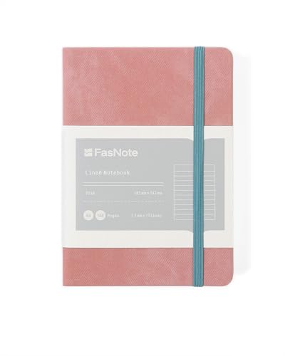 A6 Lined Hardcover Notebook, 100 GSM Paper, Rose Tan | Soft-touch Alpha3 PU cover, lay-flat sewn binding, elastic closure, compact for meetings, planning, and notes on the go - color: Rose Tan, size: A6