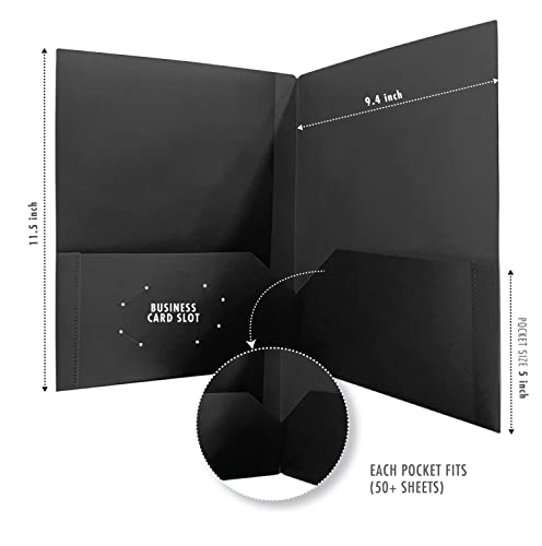 Easykart Plastic Folders with Pockets - (Black, 6 Pack), 2 Pocket Poly Folders for School, Home or Office, Durable Heavy Duty File Folders - size: 6 PCs