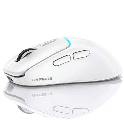 RAPIQUE Wireless Mouse for Laptop, Dual Bluetooth & 2.4G, Multi-Device for 3 Devices, USB-C Rechargeable, Quiet Click, 4 DPI Levels up to 3200, Ergonomic Right-Hand Mouse for MacBook, PC - White - color: White