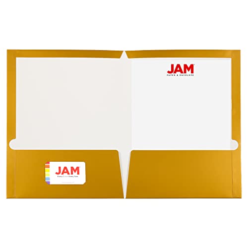 JAM PAPER Laminated Two Pocket Glossy School Folders - Letter Size - High Gloss Gold - 6/Pack - color: Gold, size: Pack of 6 Folders