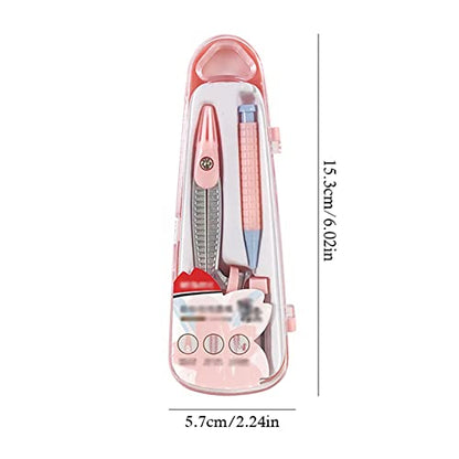 Drawing Compass Math Geometry Kit Metal Math Compass Drawing Compass Student Supplies Pencil Storage Box Pink Home School Supplies Geometry Set (Color : Pink)