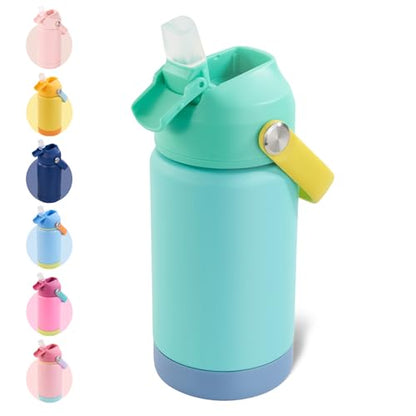 Kerilyn 12oz Kids Water Bottle, Stainless Steel Insulated Water Bottle For Kids, Toddler Cup With Straws Leak-proof, Kids Water Bottles For School Boys Girls, BPA Free, Twilight Green - color: Twilight Green