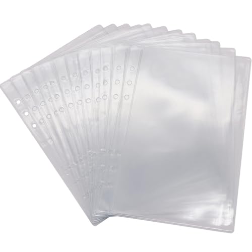 Mogoostry A5 Clear Sheet Protectors 12 Pack 4.9 x 8 Inch Plastic Sleeves Top Open Paper Protector for 6 Ring Binders, Acid-Free, Archival Safe - size: A5