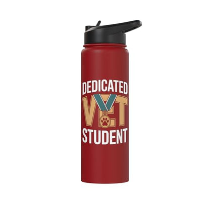 Dedicated Vet Student Veterinary School Stainless Steel Insulated Water Bottle - color: Red