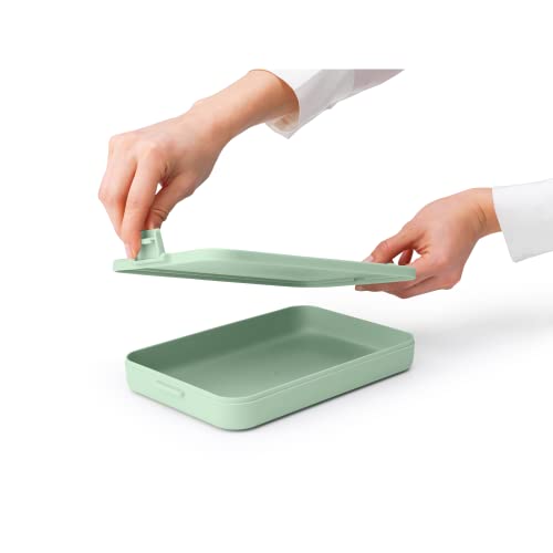 Brabantia Make & Take Flat Lunch Box (Jade Green) Convenient Size for Bags, BPA-Free, Airtight Snap Locks, Microwave & Freezer Safe, Travel Meal Prep Container, 37oz - color: Jade Green, style: Flat Lunch Box