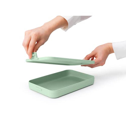 Brabantia Make & Take Flat Lunch Box (Jade Green) Convenient Size for Bags, BPA-Free, Airtight Snap Locks, Microwave & Freezer Safe, Travel Meal Prep Container, 37oz - color: Jade Green, style: Flat Lunch Box