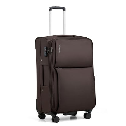 Hanke 24 Inch Luggage Expandable Softside Checked Suitcases with Spinner Wheels, Upright Rolling Luggage Suitcases Travel TSA Luggage Bag for Women Men(Coffee) - color: Coffee, size: 24 Inch Checked in