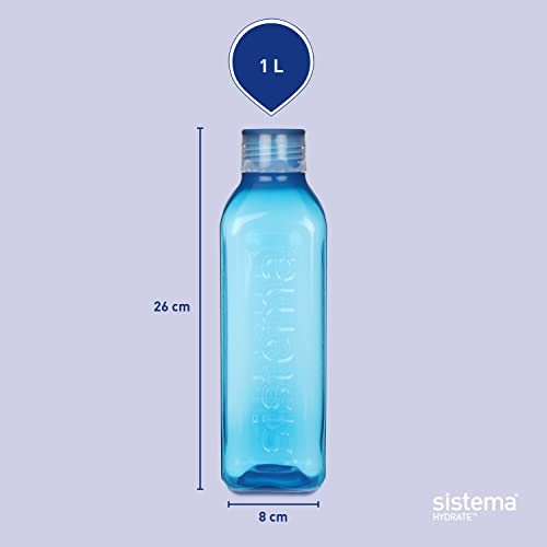 Sistema Square Water Bottle, 1 L - Assorted Colours - size: 33.8 Ounces