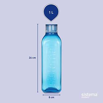 Sistema Square Water Bottle, 1 L - Assorted Colours - size: 33.8 Ounces