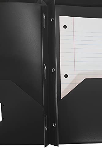 School Smart 2-Pocket Poly Folders with Fasteners, Black, Pack of 25 - color: Black, style: Fasteners