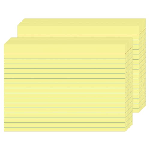 5x7 Yellow Recipe Cards (50 Pack), Heavyweight 250gsm Yellow Index Cards for Kitchen & Home Organization — College Ruled & Blank Back, Large Lined Note Cards for Meal Prep & Filing - color: Yellow - 50 Pack