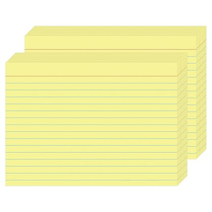 5x7 Yellow Recipe Cards (50 Pack), Heavyweight 250gsm Yellow Index Cards for Kitchen & Home Organization — College Ruled & Blank Back, Large Lined Note Cards for Meal Prep & Filing - color: Yellow - 50 Pack