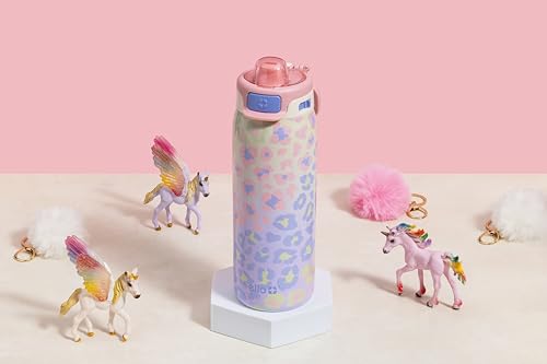 Ello Pop & Fill 18oz Stainless Steel Kids Water Bottle with Quick Fill Lid | Vacuum Insulated BPA Free Bottle with Leak Proof Straw and Chug Lid, Dishwasher Safe, Gift For Kids Teens, Cheetah - color: Cheetah, size: 18 Ounces
