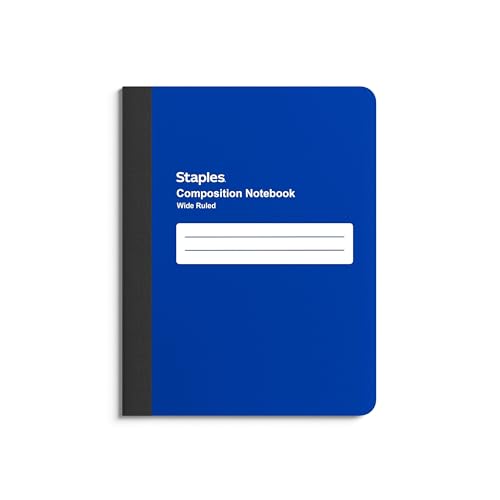 STAPLES Poly Composition Notebook, 9.75” x 7.5”, Wide Ruled, Blue - size: 8 Pack, style: Assorted Colors