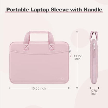 Laptop Case 16 inch,15-15.6 inch Laptop Sleeve Bag Compatible with MacBook Pro 16 M5 M4 M3 M2 M1,HP Dell Acer ASUS Lenovo Notebook,Neoprene Computer Bag with Handle&Curved Pocket, Pink - color: Pink, size: 16 inch