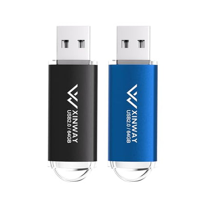 64GB USB 2.0 Flash Drives Thumb Drives Memory Stick Jump Drive Zip Drive, 2 Pack Mixed Colors: Black Blue - color: 64GB - Black Blue