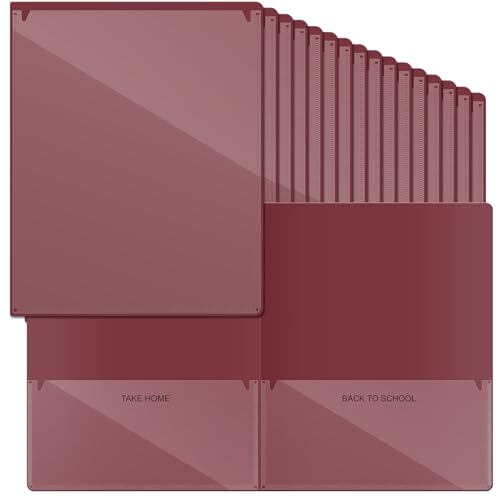 Henoyso 72 Pcs Plastic Take Home Folders with 2 Pockets Parent Teacher Classroom Communication Homework Folder for Students Parent Teacher Connect (Dark Red) - color: Dark Red