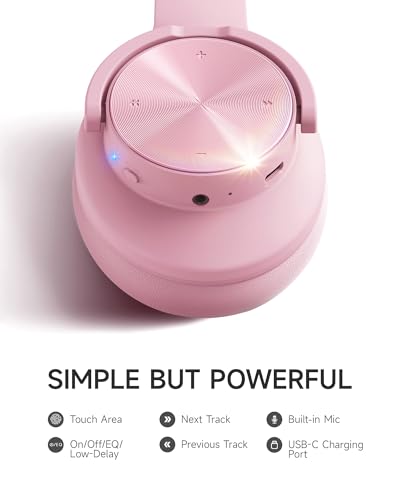 Picun B8 Headphones Wireless Bluetooth, 120H Bluetooth Headphone Over Ear with 3EQ Music Modes, Hands-Free Calls, Deep Bass Headphones for Travel Home Office Cellphone PC (Pink) - color: Pink