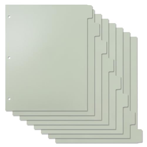Buqoo 3 Ring Binder Dividers with 8 Writable Tabs - Sturdy Sage Green Plastic Index Dividers, Letter Size 8.4"x10.9" for School, Office, Planner & Journal - color: Sage Green
