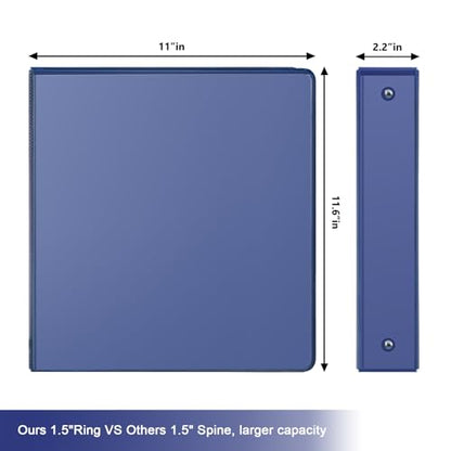 COMIX 3 Ring Binder 1.5 inch with Clear View Cover, 1.5" View Binder Holds 300 Sheets of US Letter Size Paper, 6 Pack (Dark Blue) - color: Blue, size: 1.5 inch, style: 6-Pack
