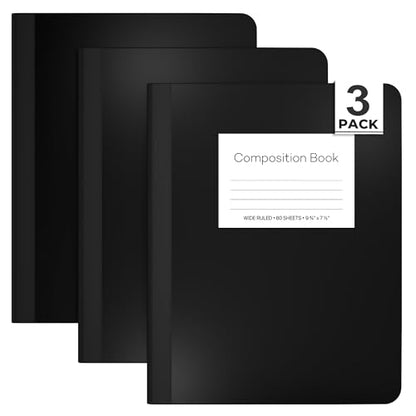 E-CLIPS USA Composition Notebook Wide Ruled Composition Notebooks Bulk Wide Ruled Notebook Paper Note Books For Schools Composition Books 80 Sheets 160 Pages 9.75” x 7.5” (3 Pack) - size: 3 Pack