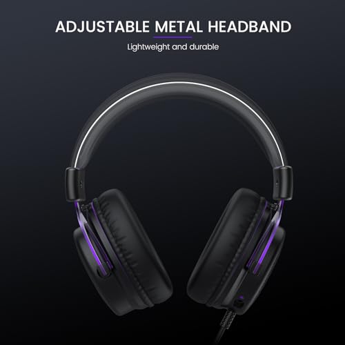 EKSA E900 Headset with Microphone for PC, PS4,PS5, Xbox - Detachable Noise Canceling Mic, 3D Surround Sound, Wired Headphone for Gaming, Computer, Laptop, 3.5MM Jack - color: Purple