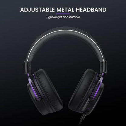 EKSA E900 Headset with Microphone for PC, PS4,PS5, Xbox - Detachable Noise Canceling Mic, 3D Surround Sound, Wired Headphone for Gaming, Computer, Laptop, 3.5MM Jack - color: Purple