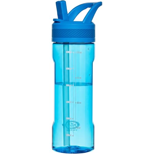 OLDLEY 20oz Kids Water Bottle with Straw, BPA-Free Tritan Water Bottle for School, Leakproof Clear Water Bottle with One Click Open, Measurement Scale, Cup Holder Friendly for Boys Girls,Blue - color: Blue