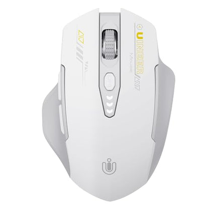 Uineer Wireless Bluetooth Mouse,[Upgraded] Rechargeable Computer Mice (BT 5.0/4.0+2.4G Hz) with Visible Battery Level, 4 Adiustable DPl, Portable PC Mouse for MacBook Chromebook - color: Gray and White