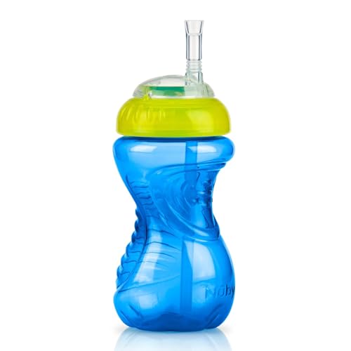 Nuby No-Spill Soft Straw Easy Grip Sippy Cup for Girls - (3-Pack) 10 Oz - 12+ Months - color: Pink, Purple, & Blue