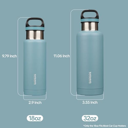 BJPKPK Insulated Water Bottle 18OZ Stainless Steel Water Bottle with Handle Double Walls Vacuum Insulated BPA Free Flask, Light Blue - color: Light Blue, size: 18 Ounces