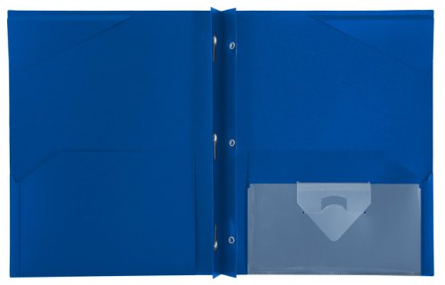 Five Star 2-Pocket Folder, Plastic Folder with Stay-Put Tabs and Prong Fasteners, Holds 8-1/2" x 11" Paper, Pacific Blue (72115) (Pack of 5) - color: Pacific Blue, size: 1 Count (Pack of 5)
