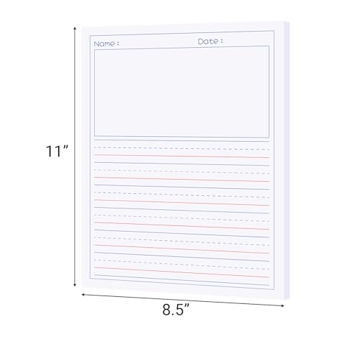 zmybcpack 2 Pack Write Beginner Paper for Kid, 8.5"x11" Story Writing Paper | Handwriting Practice Paper to Write Story, Primary Composition Notepad(100 Sheets Each, Double-Sided Printing) - size: 8.5x11"(Draw and writing)