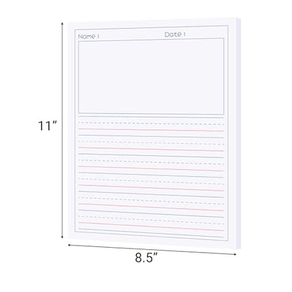 zmybcpack 2 Pack Write Beginner Paper for Kid, 8.5"x11" Story Writing Paper | Handwriting Practice Paper to Write Story, Primary Composition Notepad(100 Sheets Each, Double-Sided Printing) - size: 8.5x11"(Draw and writing)