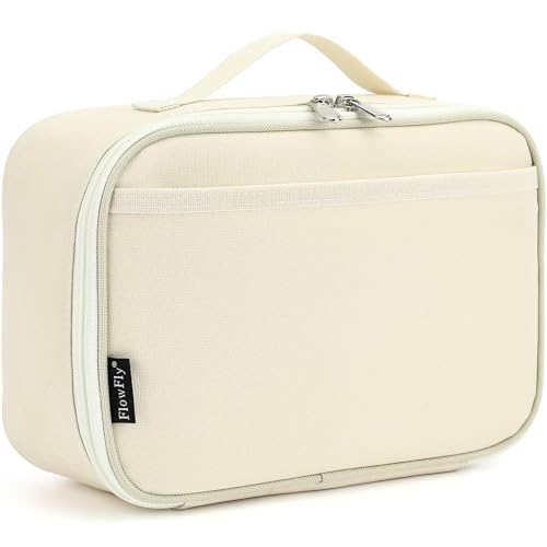FlowFly Kids Lunch box Insulated Soft Bag Mini Cooler Back to School Thermal Meal Tote Kit for Girls, Boys, Beige - color: Beige