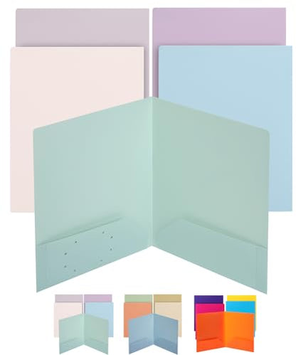 Mr. Pen- Plastic Folders with Pockets, 5 pcs | Aesthetic File Folder with Business Card Slot, 2-Pocket Folder, Back to School, Office, Filing Supplies - color: Pastel Colors, size: 5 Pack