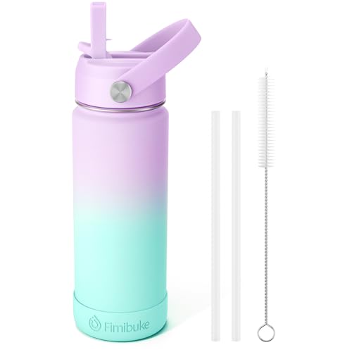 Fimibuke Kids Insulated Water Bottle - 18oz BPA-FREE 18/8 Stainless Steel Kid Cup with Straw Travel Tumbler Leak Proof Double Wall Vacuum Toddler Water Bottle for School Boy Girl (1 Pack,Cotton Candy) - color: B22. Cotton Candy