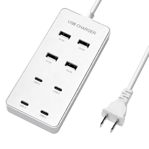 USB Wall Charger USB C Charging Station for Multiple Devices 8-Ports Charging Hub Strip Smart Charger Block Compatible with iPhone, Galaxy, iPad Tablet, and Other Devices（White） - color: White2, size: 8 port