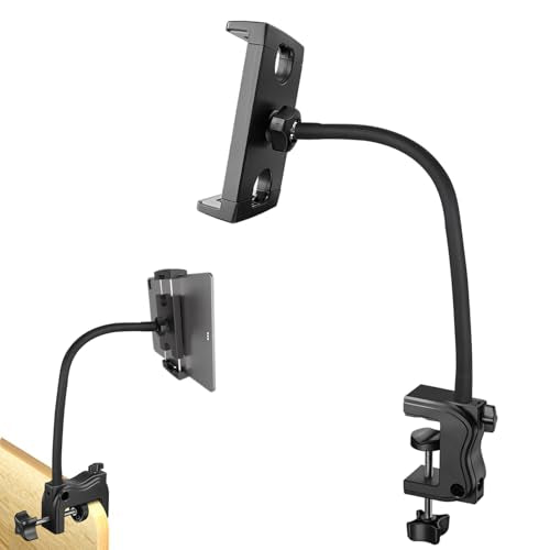 Tablet Stand Holder for Desk/Bed/Kitchen/Treadmill, 21 Inch Flexible Gooseneck Tablet Holder iPad Clamp Mount Fits for iPad mini/Air/Pro, Kindle Fire, Galaxy Tabs and All 4.7-12.9" Tablets Phones