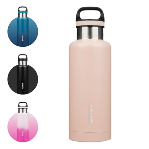 BJPKPK Insulated Water Bottle 32OZ Stainless Steel Water Bottle with Handle Double Walls Vacuum Insulated BPA Free Flask, Peach - color: Peach, size: 32 Ounces