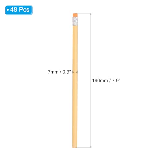 PATIKIL Round Pencils, 48 Pack HB Graphite Pencils with Eraser Wood Pencils Cute Pencil for Classroom Teacher Office Supplies, Orange - color: Orange