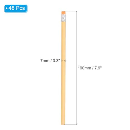 PATIKIL Round Pencils, 48 Pack HB Graphite Pencils with Eraser Wood Pencils Cute Pencil for Classroom Teacher Office Supplies, Orange - color: Orange