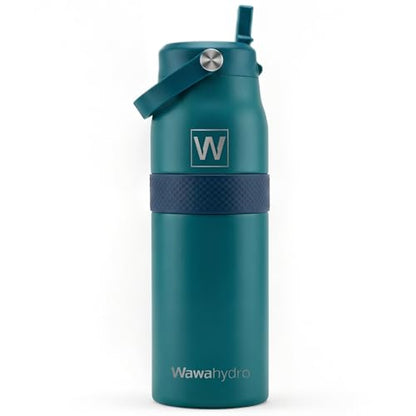 32 oz Insulated Water Bottle with Straw, Leakproof Stainless Steel Bottle with Handle, Non-Slip Silicone Sleeve, Internal Markings, Dishwasher Safe for Travel, Gym, Sports, Turquoise - color: Turquoise