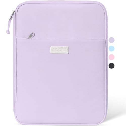 Sooez Zipper Binder Bag, 1 Inch Binders 3 Ring O-Ring, 5-Tab Dividers Expanding File Folder, 500-Sheet Capacity Three Ring Binder, Cute Organizer Storage for Student School Classroom Supplies, Purple - color: Light Purple