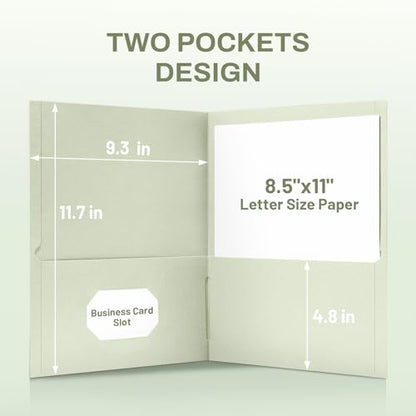 SUNEE Folders with Pockets (25 Pack, Grayish Green), 2 Pocket Folders Fit Letter Size, Paper File Folder for School Office Home Business, Textured Paper - color: Grayish Green, style: 25-Pack