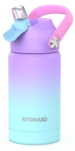 Girls Insulated Water Bottle with Straw,12 oz Kids Cups with Stainless Steel Leak Proof for School Daycare(Purple) - color: A12.Purple, style: 1Pack